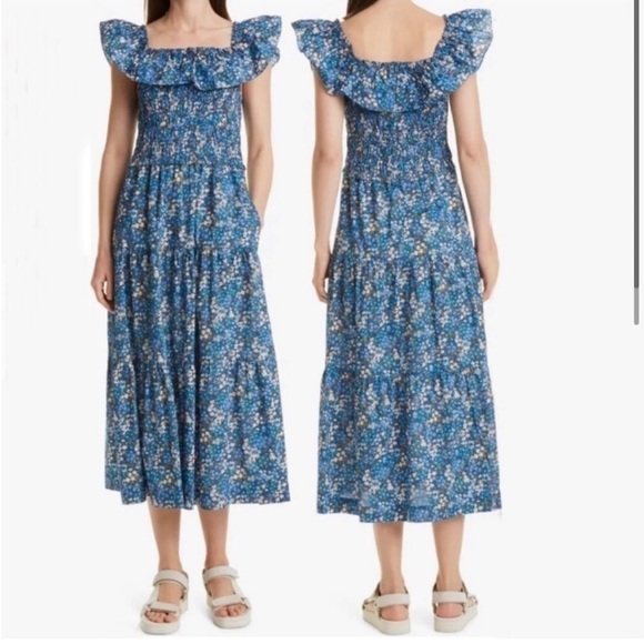 𝅺SEA New York Lissa Liberty Ruffled Floral-Print Cotton-Voile Midi Dress - Picture 3 of 10